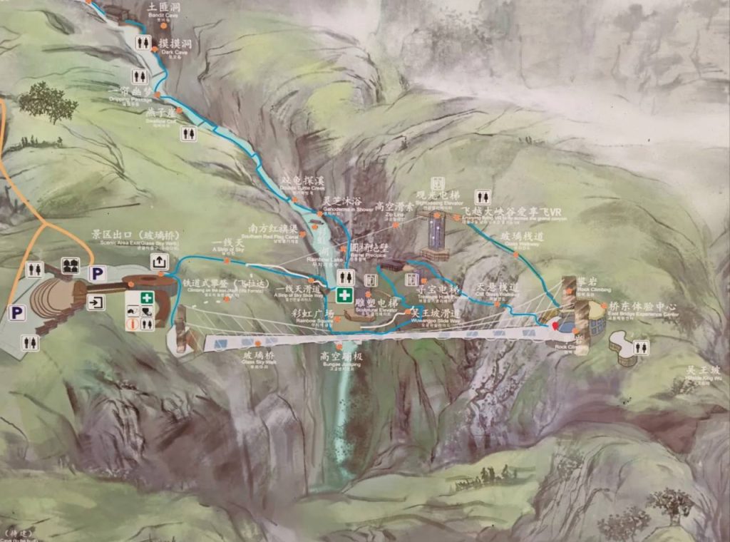 Zhangjiajie Glass Bridge the map
